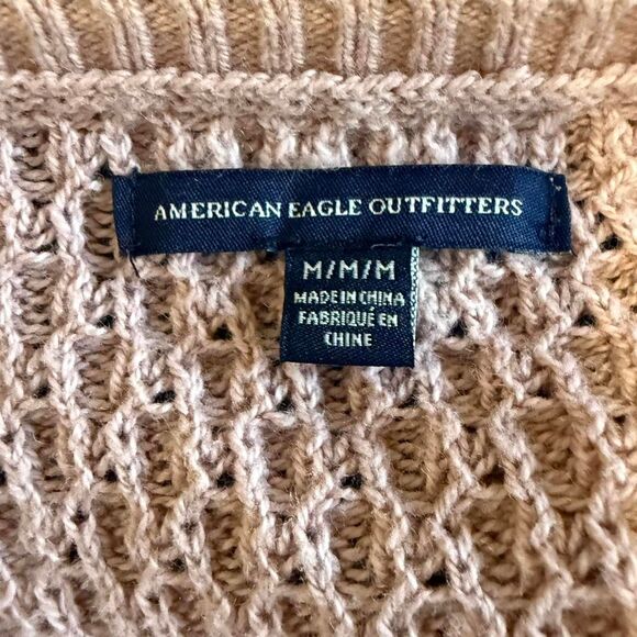 American Eagle M Soft pink Outfitters V-neck Waffle Kit Sweater - Picture 5 of 7